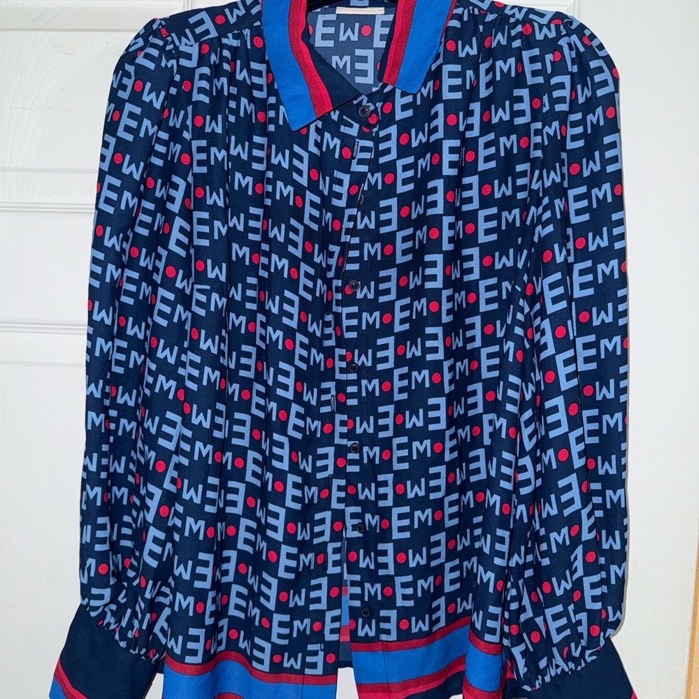 Eva Mendes for New York & Company Blue and Red Logo Blazer